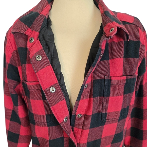 Duluth Trading Co. Red and Black Plaid Buffalo Check Button-Up Shacket - Picture 4 of 13